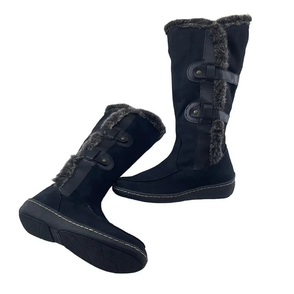 Airwalk Tall Side Zip Fuzzy Knee High Winter Boots Black Faux Suede Women 7 - Picture 2 of 9